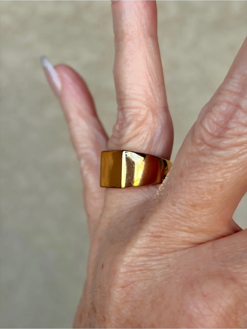 Gold-Tone Square Signet Ring - Bold Minimalist Style